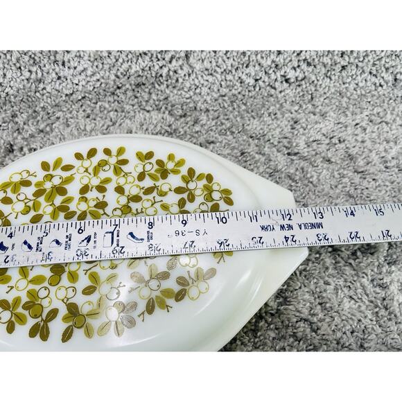 Vintage Pyrex Verde Green Olive Divided Split Casserole Dish with Lid 1.5 Qt - Picture 8 of 10